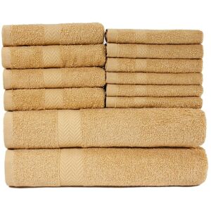 Superior Eco-Friendly 12pc Absorbent Cotton Towel Set Gold NoSize