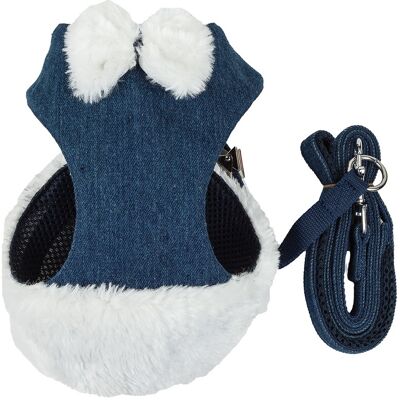 Pet Life Luxe Pom Draper 2 in 1 Adjustable Dog Harness Leash with Pom Pom Bowtie NoColor xs Pet Life Luxe Pom Draper 2 in 1 Adjustable Dog Harness Leash with Pom Pom Bowtie NoColor xs