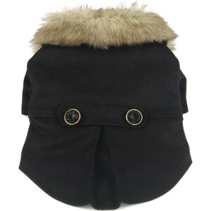 Pet Life Buttoned Coast Guard Fashion Faux Fur Collared Wool Pet Coat NoColor X-Small