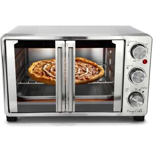 MegaChef 25qt French Door Electric Toaster Oven With Rotisserie Set Silver NoSize
