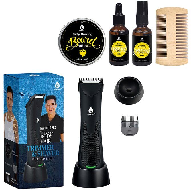 Pursonic Mario Lopez Wireless Body Hair Trimmer & Shaver Set NoColor NoSize