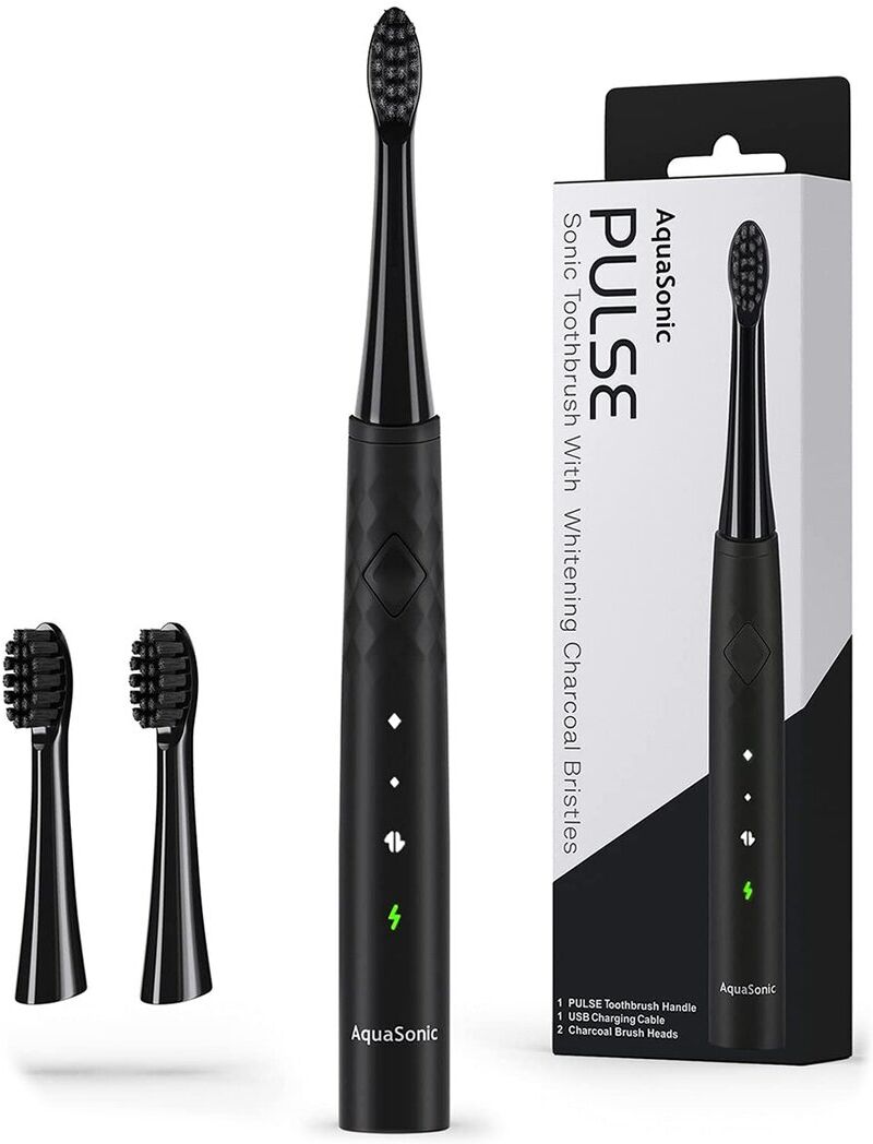 Aquasonic Pulse Electric Toothbrush with Activated Charcoal Whitening Bristles NoColor NoSize