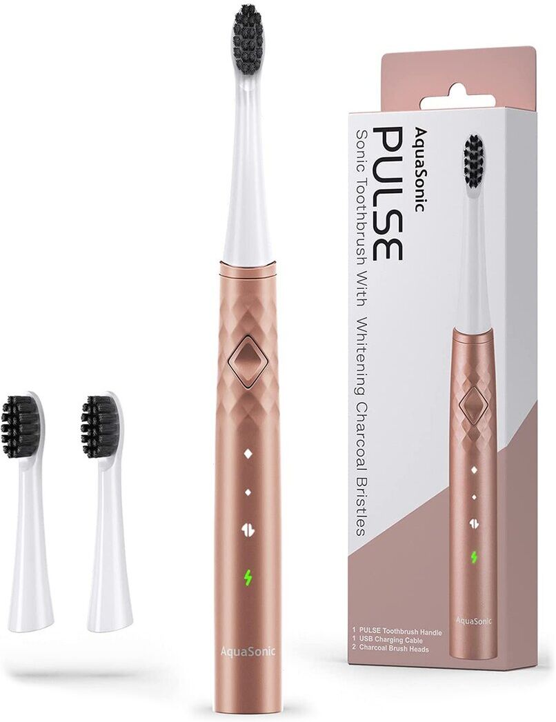 Aquasonic Pulse Electric Toothbrush with Activated Charcoal Whitening Bristles NoColor NoSize