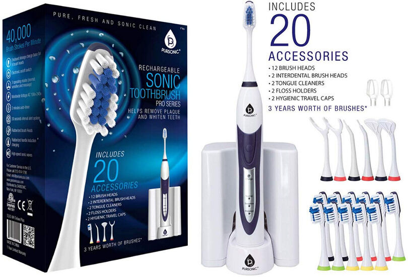 Pursonic S520 White Ultra High Powered Sonic Electric Toothbrush with Dock Charger NoColor NoSize