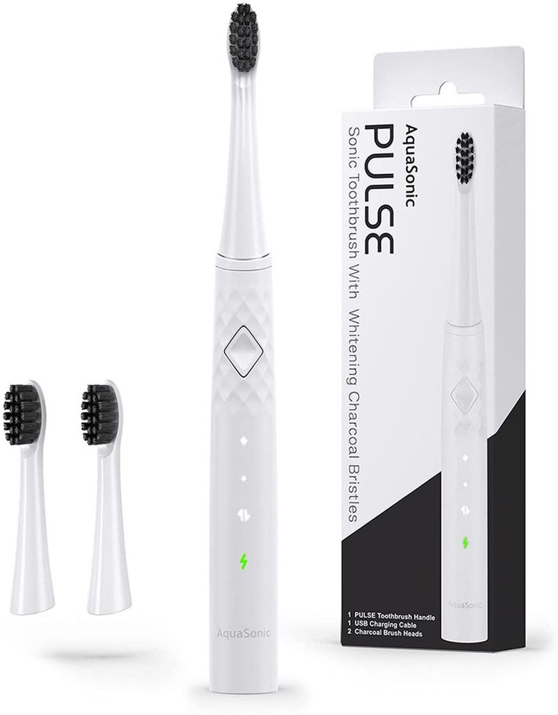 Aquasonic Pulse Electric Toothbrush with Activated Charcoal Whitening Bristles NoColor NoSize