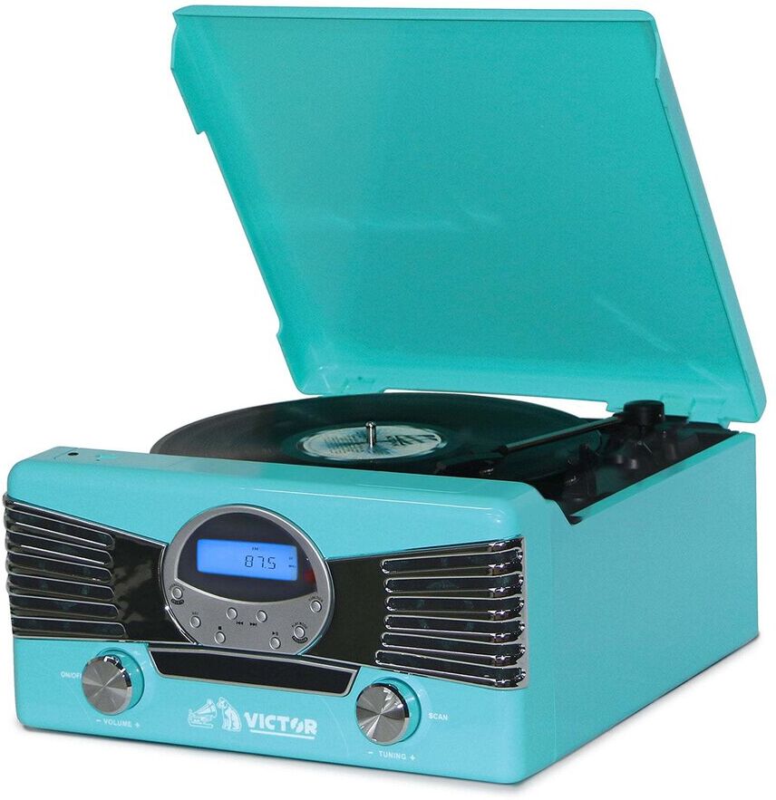 Victor Audio Victor Turquoise Diner 7-In-1 Turntable Music Center Blue NoSize