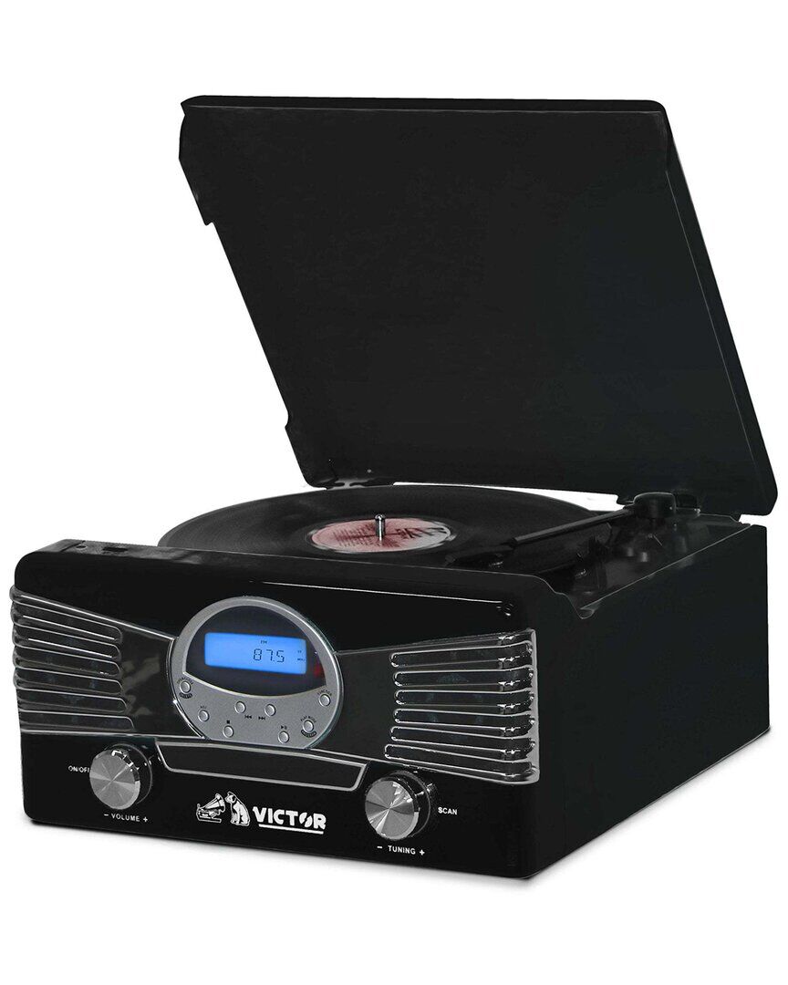 Victor Audio Victor Black Diner 7-In-1 Turntable Music Center Black NoSize