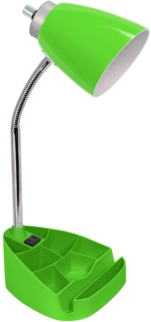 Lalia Home Gooseneck Organizer Desk Lamp With Ipad Tablet Stand Book Holder And Charging Outlet Green NoSize