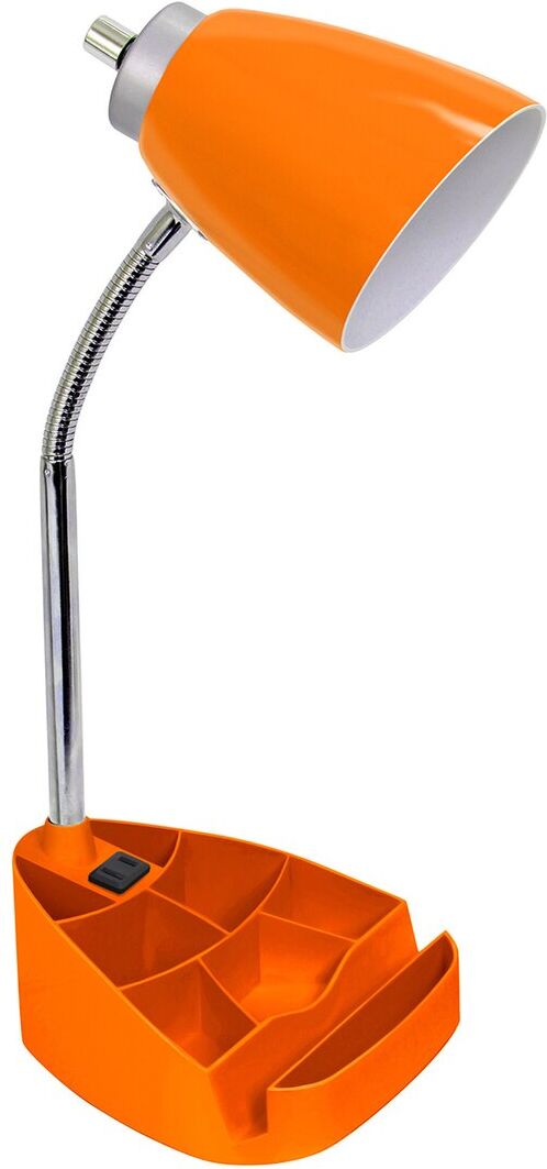 Lalia Home Gooseneck Organizer Desk Lamp With Ipad Tablet Stand Book Holder And Charging Outlet Orange NoSize