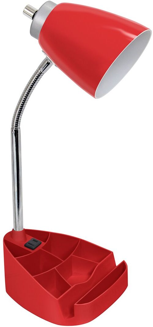 Lalia Home Gooseneck Organizer Desk Lamp With Ipad Tablet Stand Book Holder And Charging Outlet Red NoSize