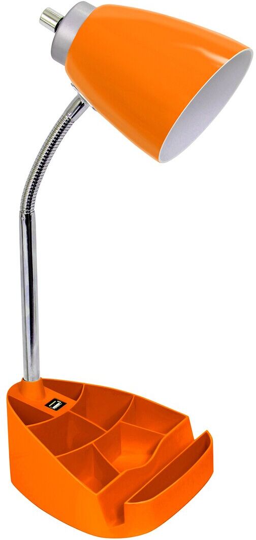 Lalia Home Gooseneck Organizer Desk Lamp With Ipad Tablet Stand Book Holder And USB Port Orange NoSize