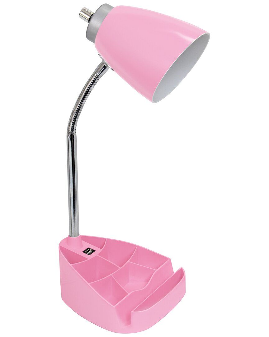 Lalia Home Gooseneck Organizer Desk Lamp With Ipad Tablet Stand Book Holder And USB Port Pink NoSize