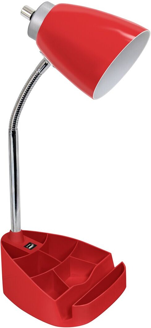 Lalia Home Gooseneck Organizer Desk Lamp With Ipad Tablet Stand Book Holder And USB Port Red NoSize