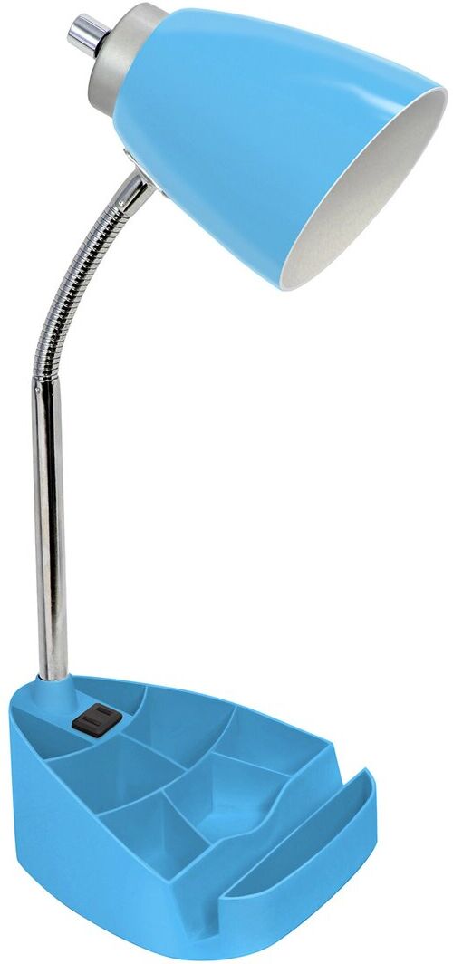 Lalia Home Gooseneck Organizer Desk Lamp With Ipad Tablet Stand Book Holder And Charging Outlet Blue NoSize