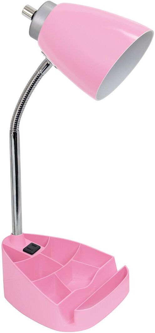 Lalia Home Gooseneck Organizer Desk Lamp With Ipad Tablet Stand Book Holder And Charging Outlet Pink NoSize