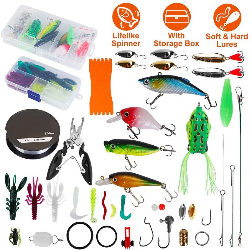 Fresh Fab Finds 383pc Fishing Lures Tackle Box Multicolor NoSize