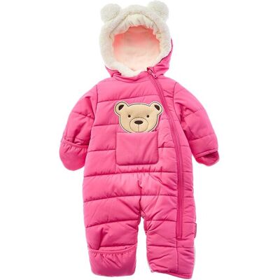 Wippette 3D Cute Bear Applique Quilted Pram Pink 3/6M Wippette 3D Cute Bear Applique Quilted Pram Pink 3/6M