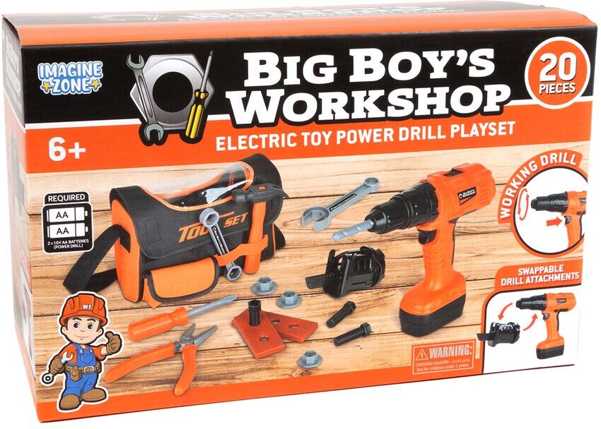 World Tech Toys Big Boy's Workshop 20pc Electric Toy Power Drill Playset NoColor NoSize