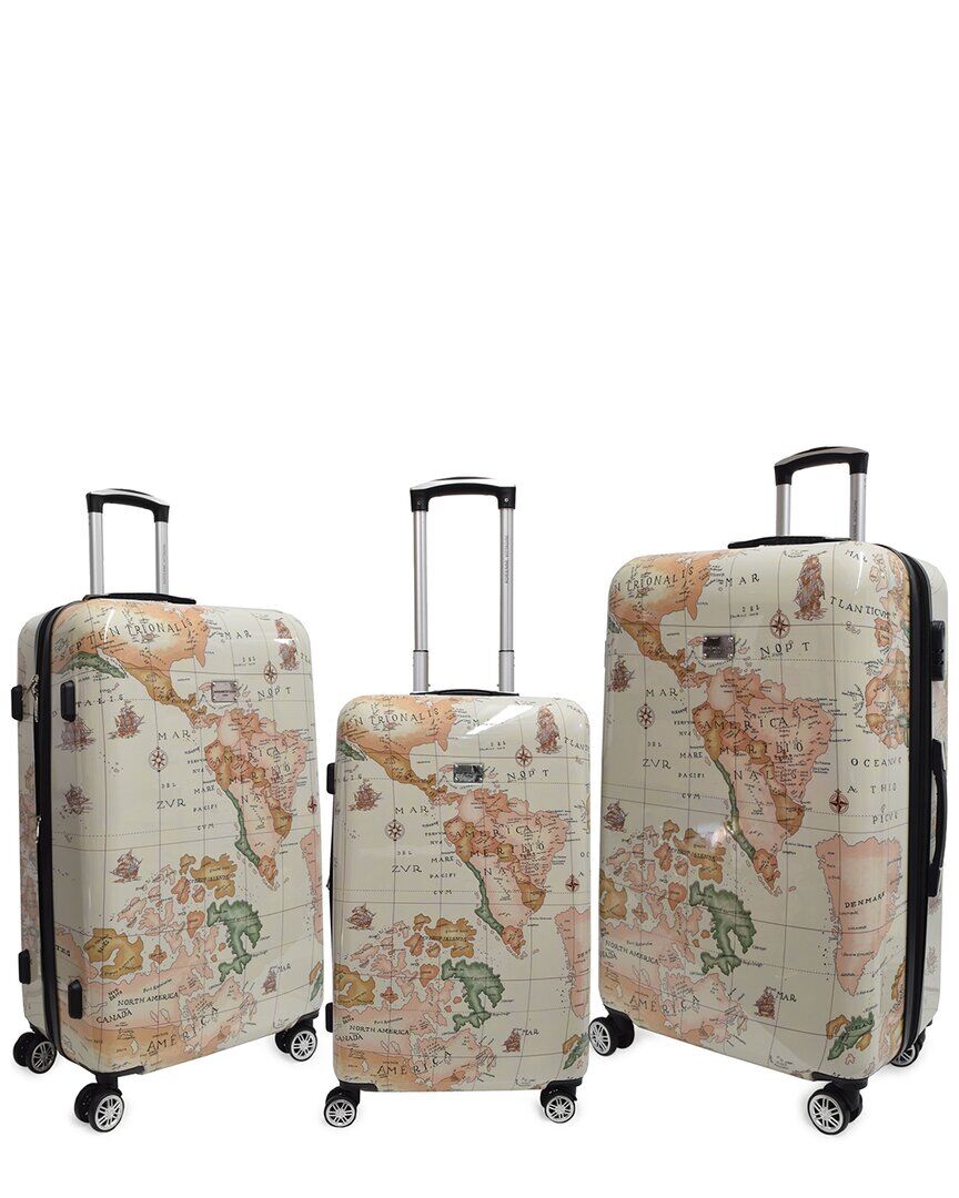Adrienne Vittadini World Maps Collection 3pc Hardcase Luggage Set NoColor NoSize
