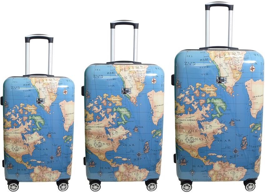 Adrienne Vittadini World Maps Collection 3pc Hardcase Luggage Set NoColor NoSize