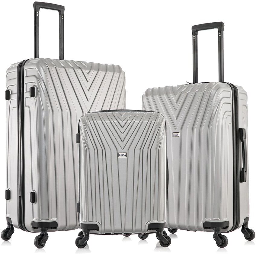 InUSA Vasty Lightweight Hardside Spinner 3 Piece Set Grey NoSize