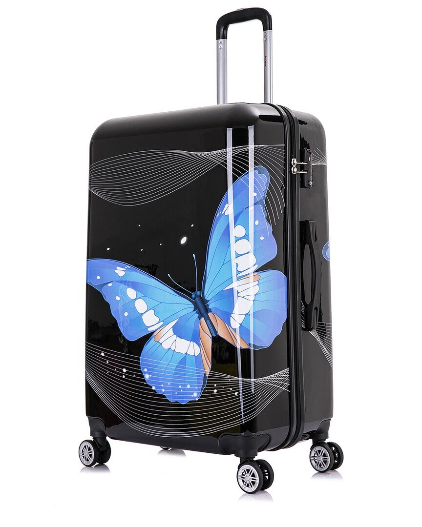 InUSA Black Butterfly Prints Hardside Luggage 28in Black NoSize