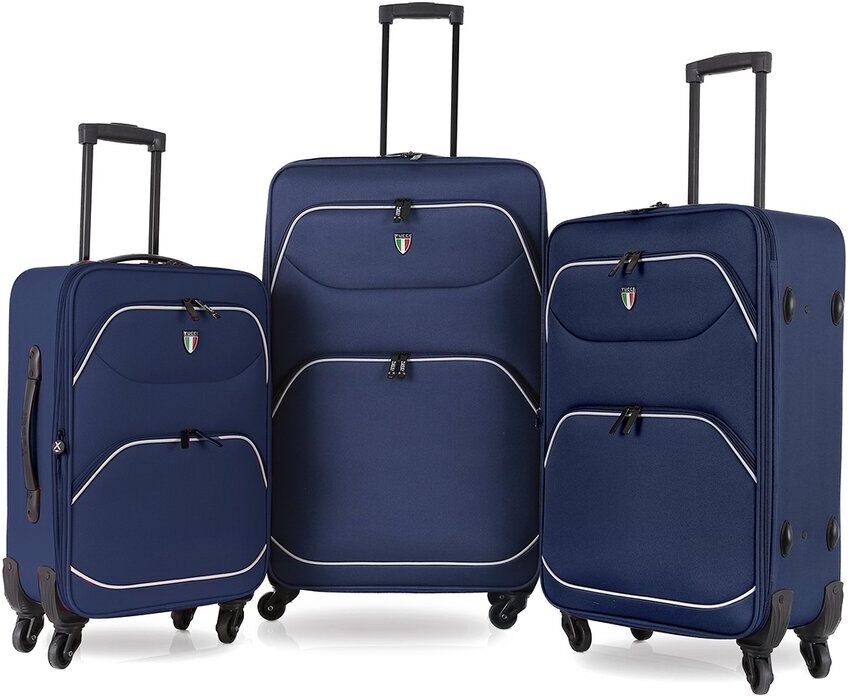 Tucci Italy Ben Fatto 3pc Expandable Luggage Set Blue NoSize