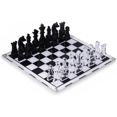Bey-Berk Acrylic 28pc Chess Set Clear Medium Bey-Berk Acrylic 28pc Chess Set Clear Medium