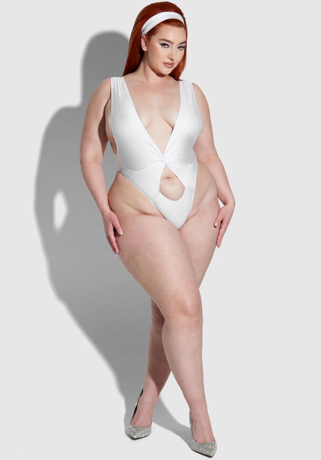 Fredericks of Hollywood Amala Draped Swim One Piece - white - L - female