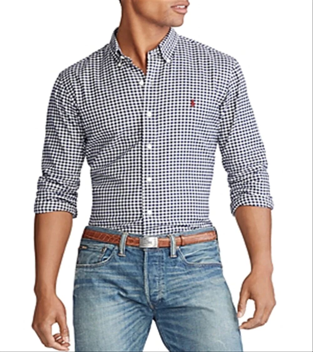 Ralph Lauren Men's Long Sleeve Better Twill Classic Clothing Shirt Blue Size XX-Large