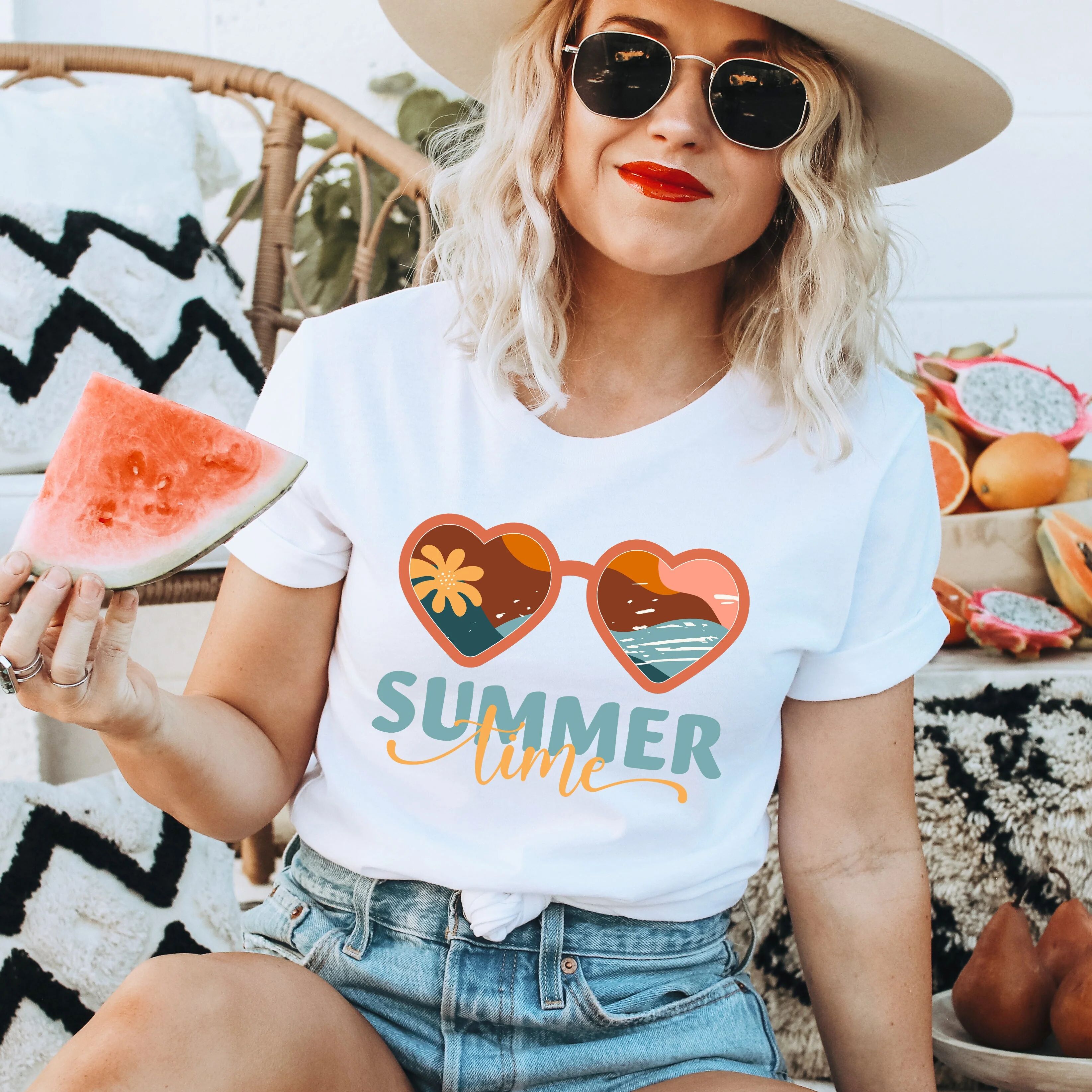 Simply Sage Market Boho Summer Time Sunglasses Short Sleeve Graphic Tee XL