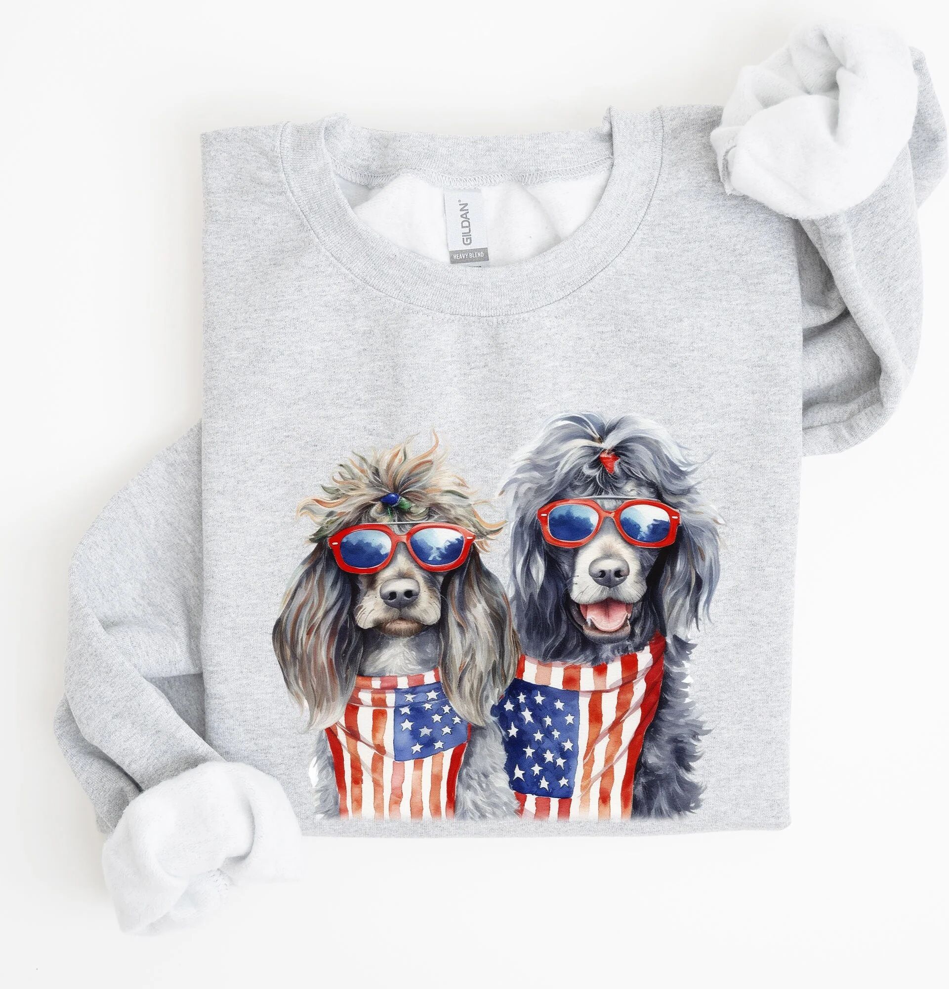 Refinery No. 1 Patriotic Dogs, Hippie, Funny, Patriotic, 4th of July Sweatshirt Medium