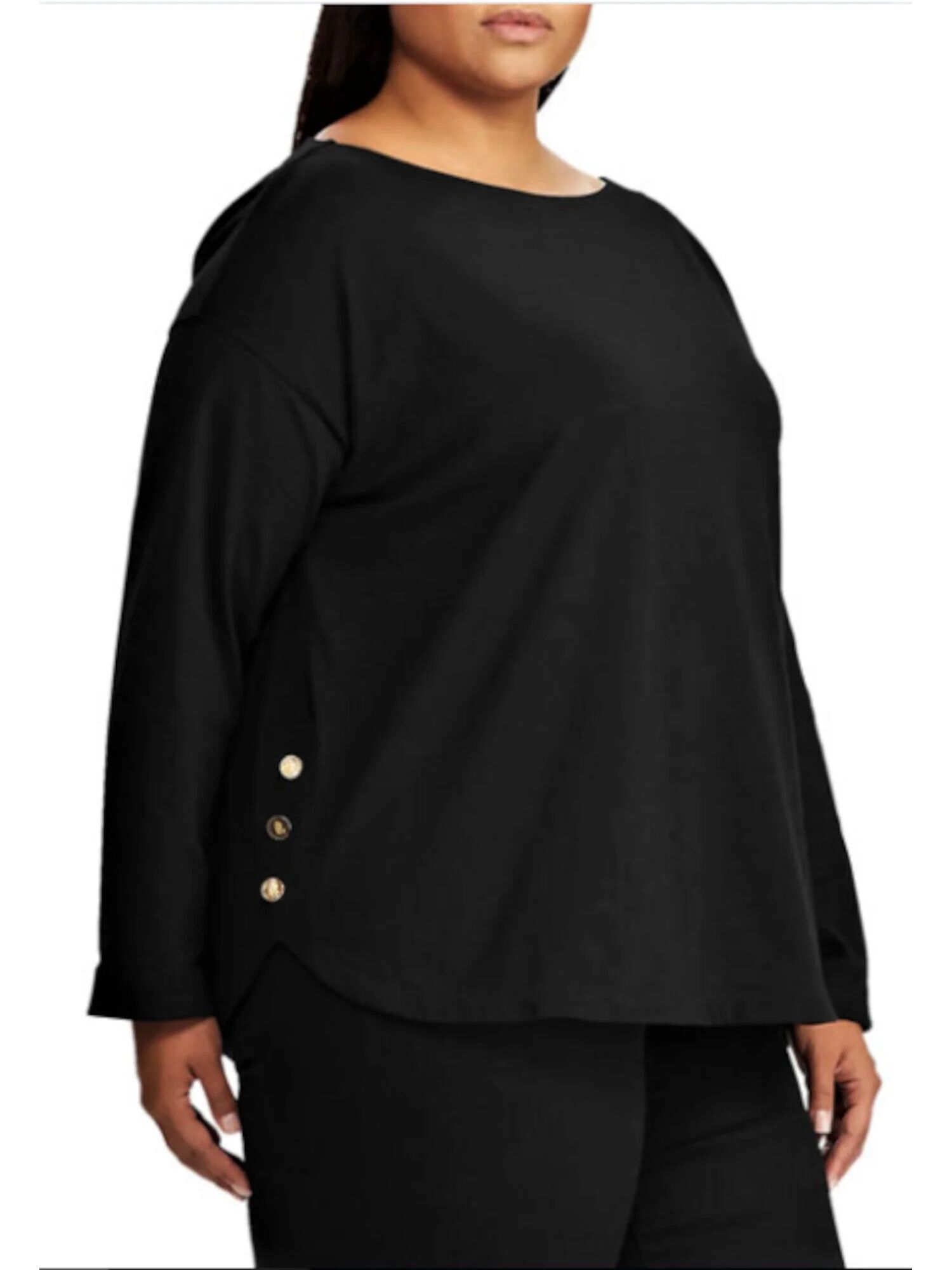 Ralph Lauren Women's Long Sleeve Boat Neck Top Black Size 1X