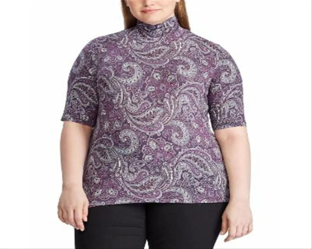 Ralph Lauren Women's Stretch Turtleneck Top Purple Size 1X