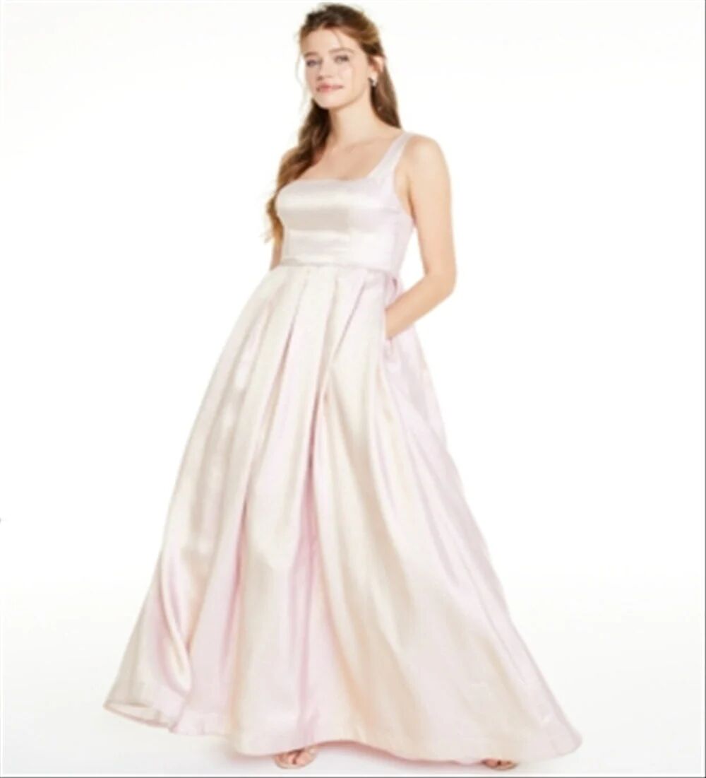 Say Yes to the Prom Junior's Square Neck Iridescent Gown Pink Size 3/4