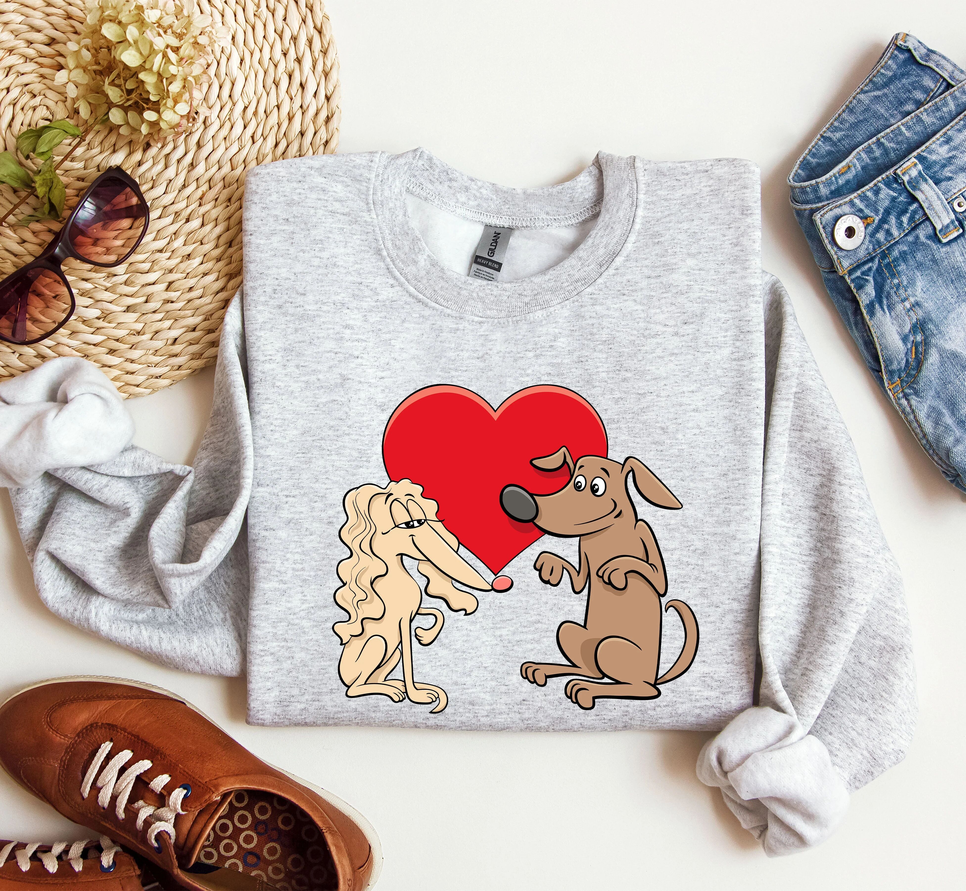 Refinery No. 1 Retro Dog Lovers Sweatshirt, Vintage Valentine's Day Sweatshirt Medium