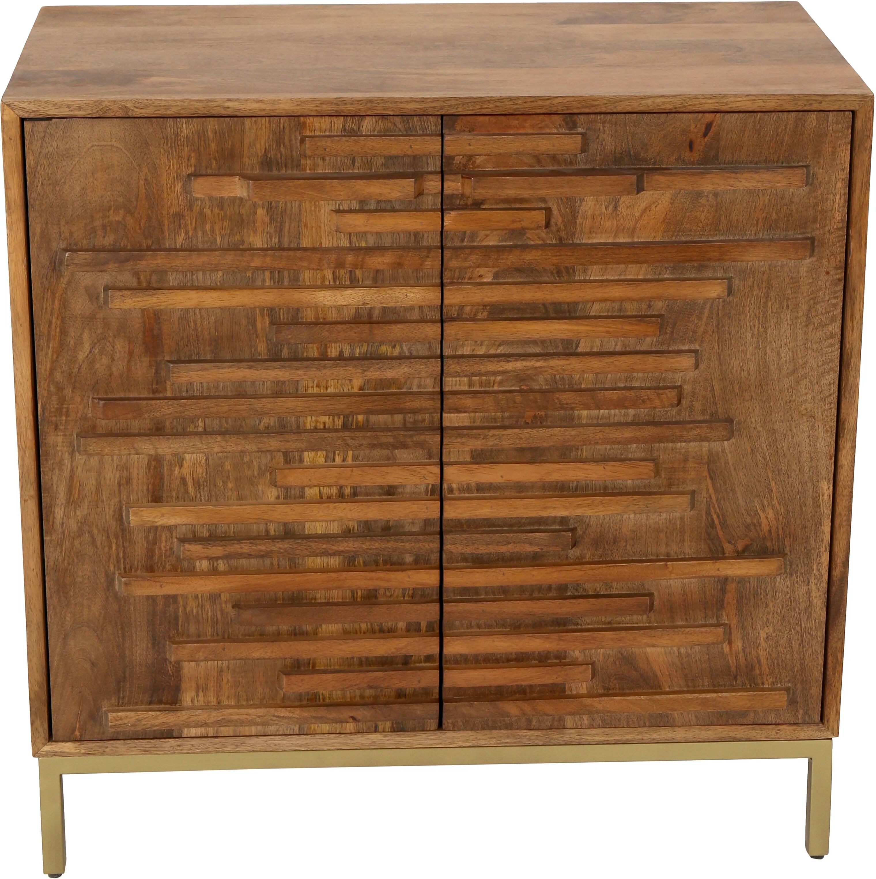 SAGEBROOK HOME Midcentury Slat 2 Door Cabinet