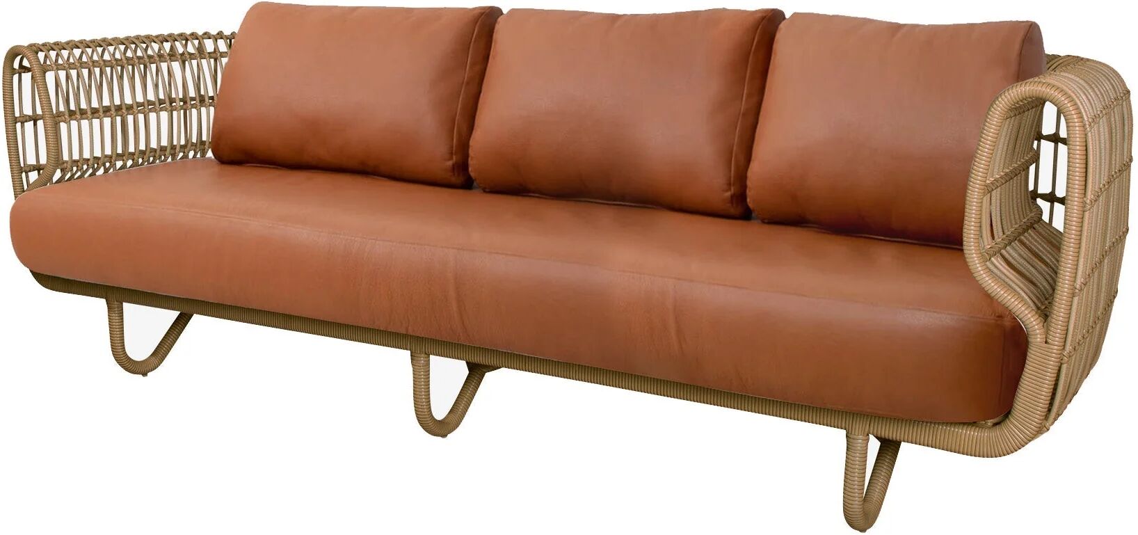 Cane-line Nest 3-Seater Sofa, Cognac Leather