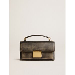 Golden Goose - Small Venezia Bag In Black Distressed Leather With Gold Details, Woman, Size: U