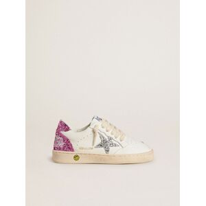 Golden Goose - Junior Ball Star With Silver Glitter Star And Pink Glitter Heel Tab, , Size: 27