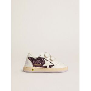 Golden Goose - Junior Ball Star In Purple Glitter With White Leather Star And Heel Tab, , Size: 21