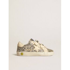 Golden Goose - Old School Young In Platinum Glitter With Leather Star And Heel Tab, , Size: 28