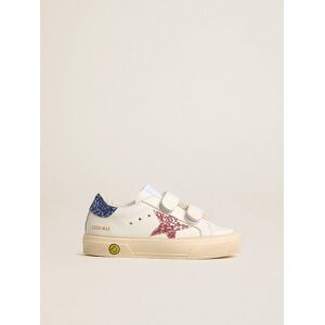 Golden Goose - Young May School In Leather With Glitter Star And Heel Tab, , Size: 34