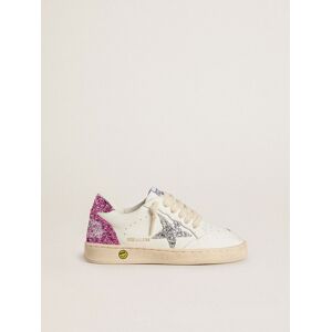 Golden Goose - Young Ball Star With Silver Glitter Star And Pink Glitter Heel Tab, , Size: 32
