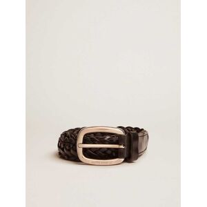 Golden Goose - Men’s Belt In Black Braided Leather, Man, Size: 95