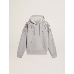 Golden Goose - Gray Hooded Sweatshirt With Crystal Decoration, Woman, Size: L