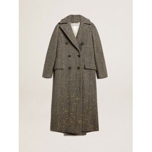 Golden Goose - Women's Long Herringbone Coat With Yellow Details, Woman, Size: 44