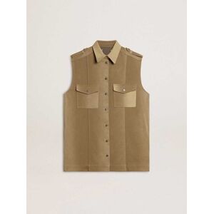 Golden Goose - Women's Shirt Dress In Sand-colored Denim With Military Details, Woman, Size: XXS