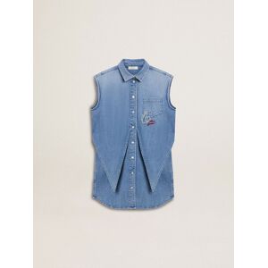 Golden Goose - Girls' Denim Dress With Front Knot And Embroidery, , Size: 8