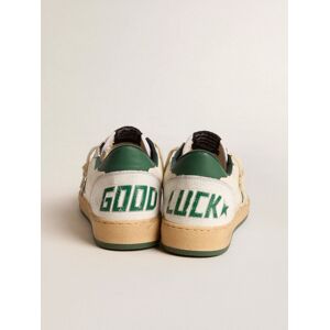 Golden Goose - Men's Ball Star Wishes In White Nappa Leather With Green Leather Star And Heel Tab, Man, Size: 40